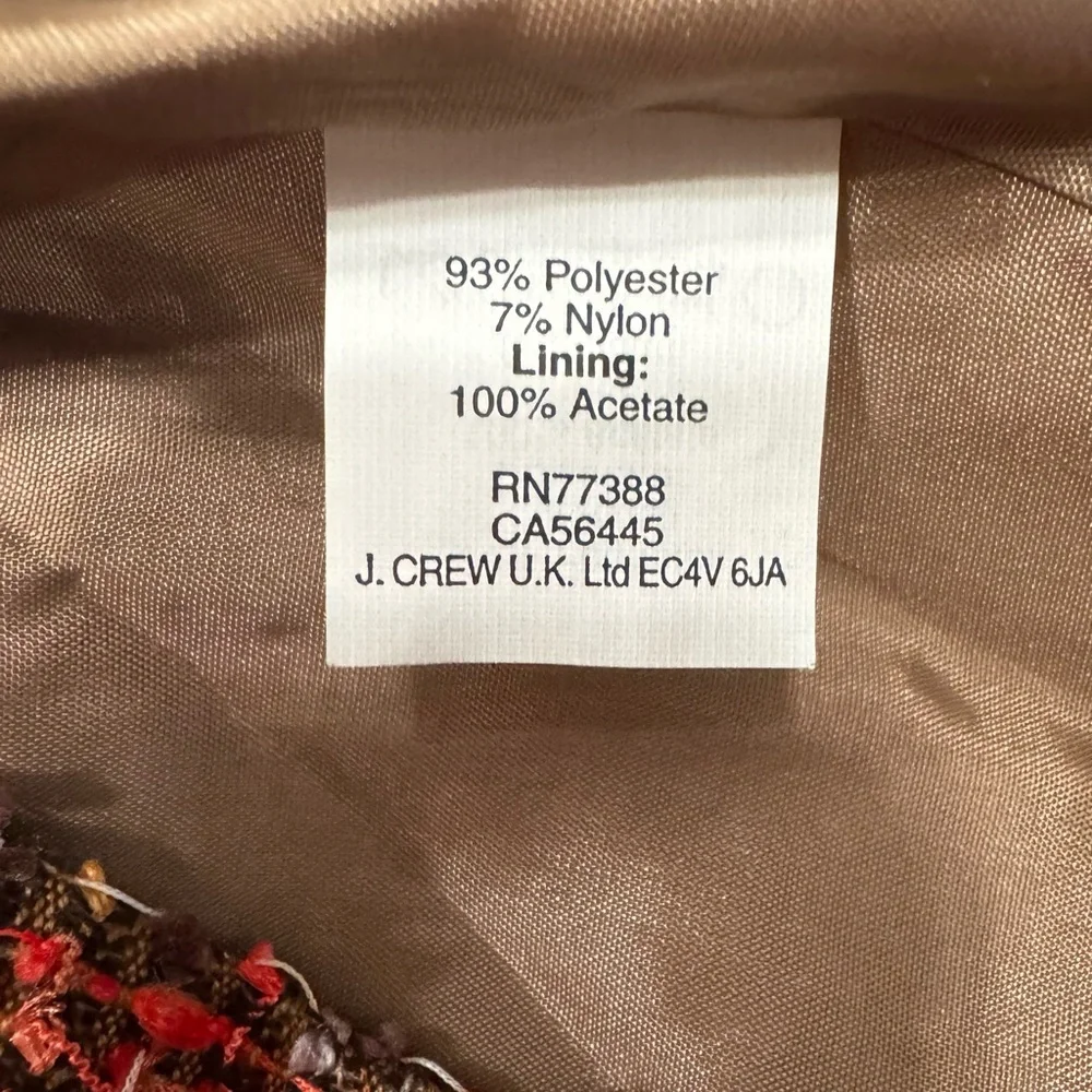 J.Crew Tweed Pencil Skirt Size 00 Brown Red Textured Career‎ Classic